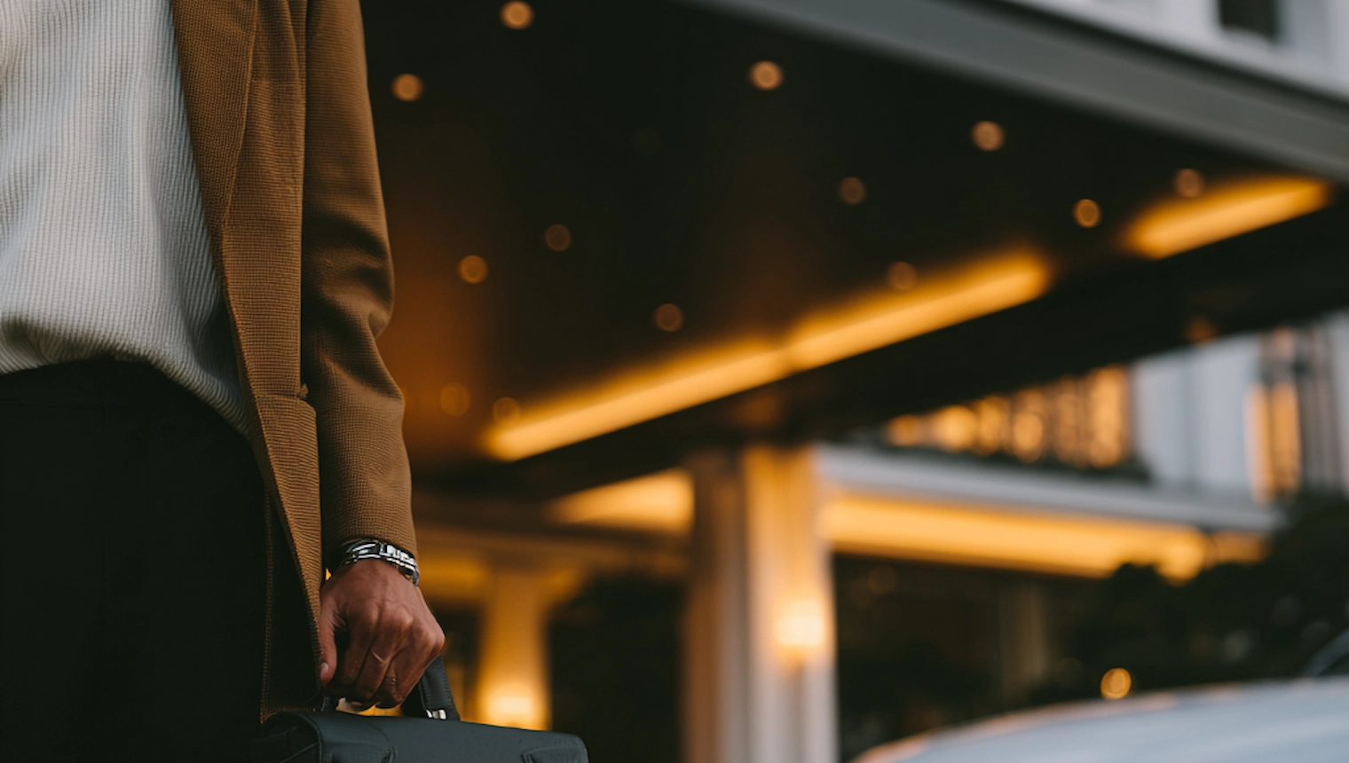 Professional business traveler at hotel