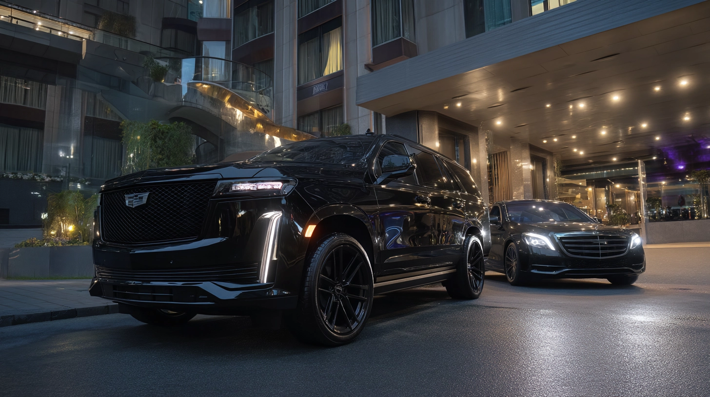 Side-by-side comparison of black car service and other transportation vehicles
